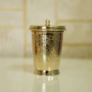 brass glass with lid / coaster